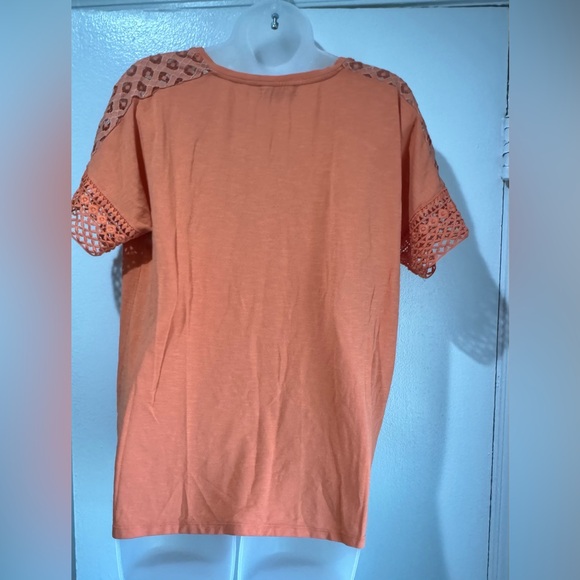 Karl Lagerfield Burnt Orange Top With Lace Detail Sleeve (Size M) - Picture 4 of 6